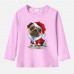 【12M-9Y】Unisex Kid Cotton Stain Resistant Christmas Dog Print Long Sleeve Tee