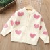 【18M-6Y】Girls Heart Pearl Long Sleeve Sweater Cardigan