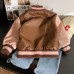 【18M-8Y】Girls Brown Bunny Embroidered PU Leather Jacket