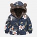 【18M-6Y】Girls Thick Floral Reversible Hooded Fleece Jacket