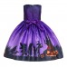 【2Y-11Y】2-piece Girls Multicolor Halloween Print Princess Dress With Hat - 33249