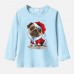 【12M-9Y】Unisex Kid Cotton Stain Resistant Christmas Dog Print Long Sleeve Tee