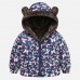 【18M-6Y】Girls Thick Butterfly Print Reversible Hooded Fleece Coat