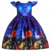 【2Y-11Y】2-piece Girls Multicolor Halloween Print Princess Dress With Hat - 33249