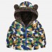 【18M-6Y】Boys Thick Car Space Camo Print Reversible Hooded Fleece Coat