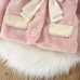 【12M-4Y】Girls Sweet Bow And Pearl Faux Fur Coat