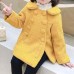 【12M-5Y】Girls Fashionable Solid Color Double-Breasted Tweed Jacket