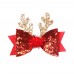 4-Piece Girls Christmas Moose Shape Sequin Bow Hair Clip Set