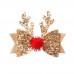 4-Piece Girls Christmas Moose Shape Sequin Bow Hair Clip Set