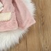 【12M-4Y】Girls Sweet Bow And Pearl Faux Fur Coat