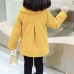 【12M-5Y】Girls Fashionable Solid Color Double-Breasted Tweed Jacket