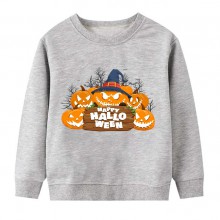 【2Y-9Y】Kids Luminous Halloween Pumpkin Print Round Neck Long Sleeve Sweatshirt