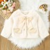 【12M-4Y】Girls Sweet Bow And Pearl Faux Fur Coat