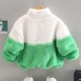 【12M-4Y】Boy Casual Lamb Fleece Keep Warm Letter Embroidery Colorblock High Neck Coat