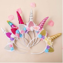 Girl Cute Unicorn Flowers Headband