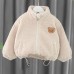 【12M-5Y】Unisex Cute Lamb Fleece Velvet Keep Warm Bear Embroidery High Neck Coat