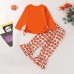 【2Y-9Y】Girl Cute Halloween Print Long Sleeve Tee And Flare Pants Set