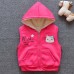 【12M-4Y】Girl Cute Velvet Keep Warm Cat Print Hooded Vest Coat