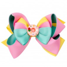 Girls Sweet Ribbon Rainbow Donut Bow Hair Clip