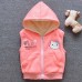 【12M-4Y】Girl Cute Velvet Keep Warm Cat Print Hooded Vest Coat