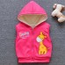 【12M-4Y】Girl Cute Velvet Keep Warm Giraffe Print Hooded Vest Coat