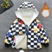 【18M-8Y】Boy Casual Velvet Keep Warm Plaid Star Print Colorblock Hooded Jacket