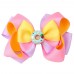 Girls Sweet Ribbon Rainbow Donut Bow Hair Clip