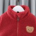 【12M-5Y】Unisex Cute Lamb Fleece Velvet Keep Warm Bear Embroidery High Neck Coat