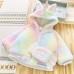 【18M-8Y】2-piece Girls Thick Fleece Gradient Unicorn Hooded Jacket With Bag